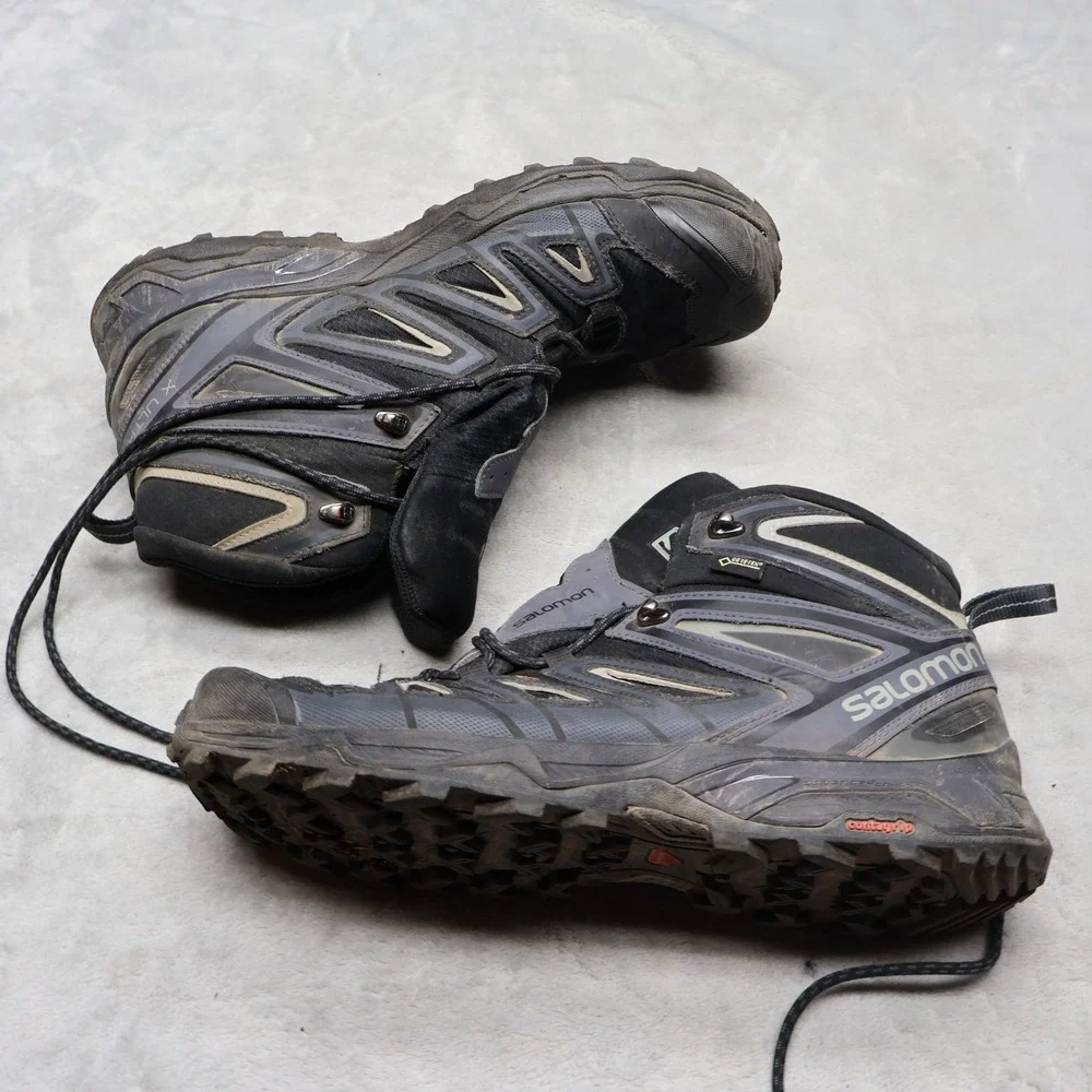 Salomon Mens 10 Hiking Boots Blue X Ultra 3 Mid GTX Gore-Tex‎ Waterproof Lace Up